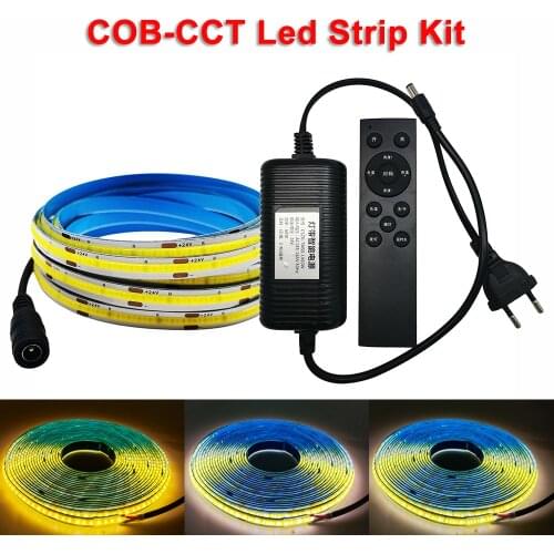 COB CCT LED Strip Light FOB High Density Flexible Dimmable Linear Ribbon Tape 10mm White/Neutral /Warm For House Decoration