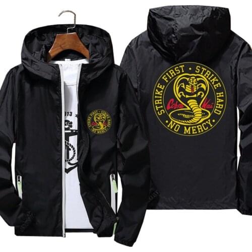 Men Women Cobra Kai No Mercy Strike First Strike Hard Plus Size Thin Reflective Sunscreen Windbreaker Skin Jackets Coats 7xl 5xl