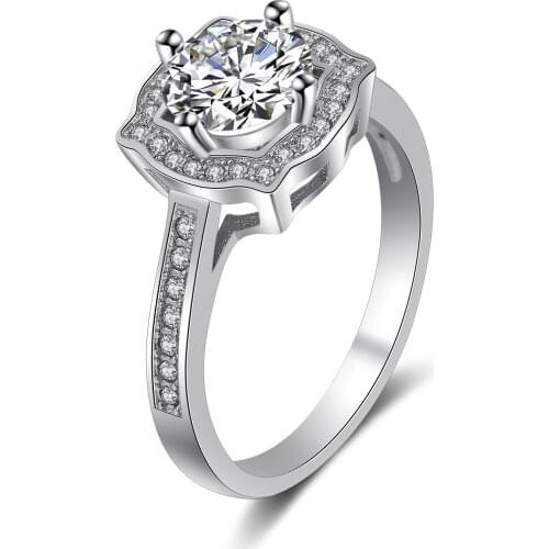 1.25Ct Diamond Ring for Women Silver Color S925 Wedding Rings Moissanite Gemstone 4 Claw Simple Diamond Ring Fine Jewelry Gift