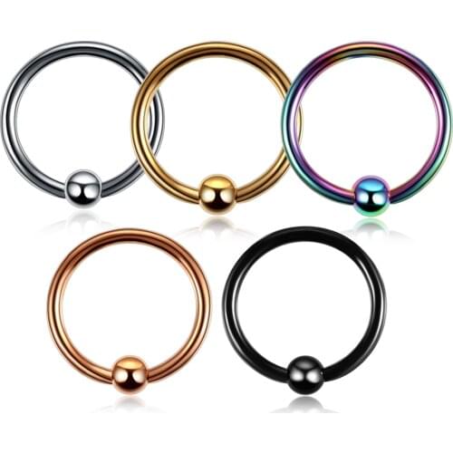 1pc Colorful Steel Closure Bead Ring Lip Nose Septum Rings Ear Rings Body Piercing Nariz Jewelry Pirsing 3 Sizes available