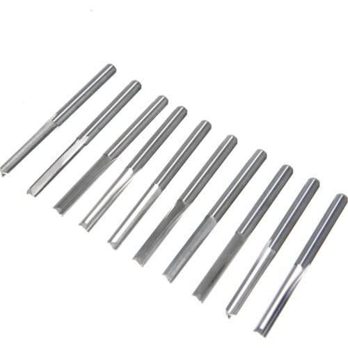 10pcs 2 Flute Straight Slot End Mill Tungsten Steel CNC Router Bits For Woodworking Plastic CNC Engraving Tools Milling Cutters