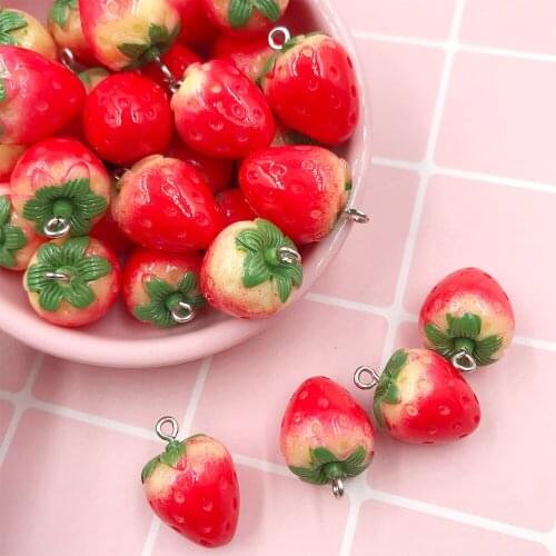 10Pcs Miniature 3D Strawberry Cabochon Resin Charms for Jewelry Making DIY Earrings Pendants Accessories Scrapbooking Craft Deco