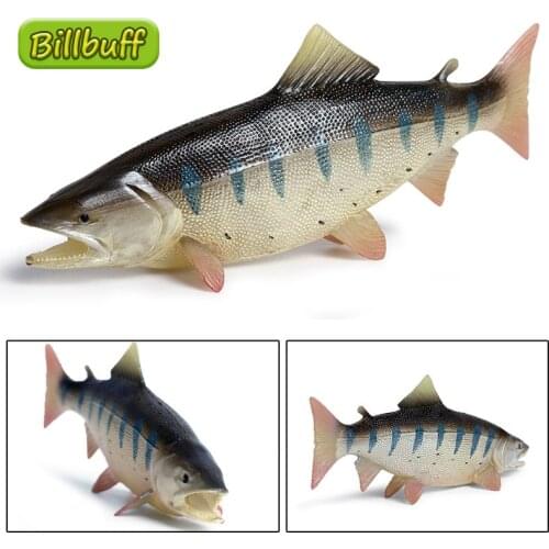 2020 16cm Simulation Ocean Animals PVC Salmon Models Action Figures Collection Miniature Cognition Educational Toys for Children