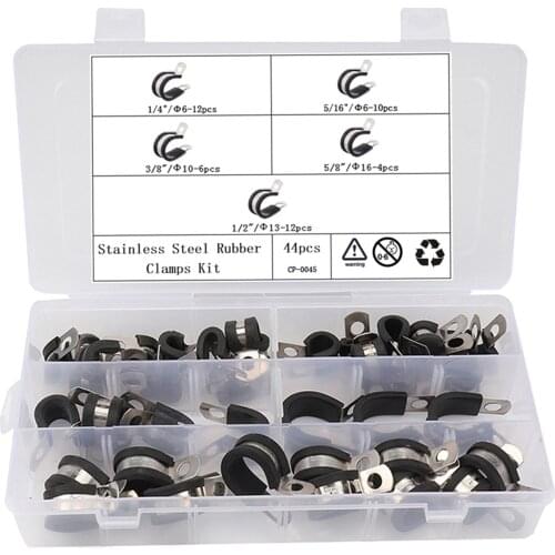 44 Pieces Rubber Insulated Clamp Kit Metal Tube Holder Easy to Install