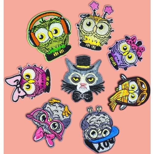 5PC Cute Owl Embroidery Cloth Sticker DIY Sticker Computer Embroidered Label Sticker Clothing Bag Hat Accessories Patch