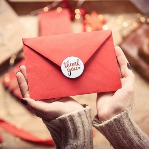 500 Pieces of Thank You Rose Gold Sticker Rolls Used for Wedding Birthday and Party Gift Packaging Bags 1.5 Inch