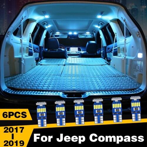 6pcs Car LED Lights Interior Dome Reading Trunk Lamp For Jeep Compass 2017 2018 2019 Accessories
