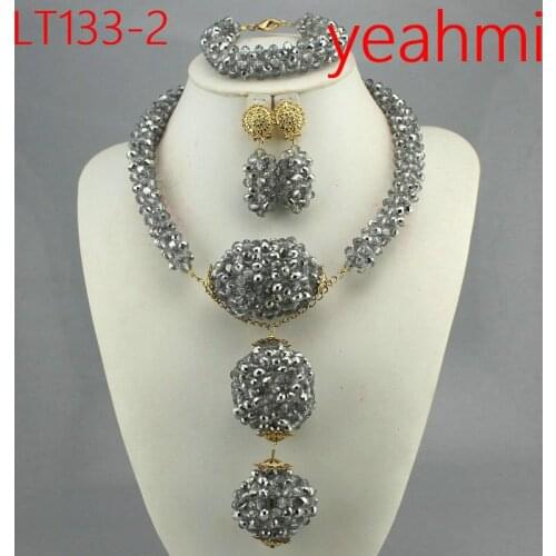 African Beads Jewelry Set Crystal Bride Nigerian Wedding Women Costume Jewellery Set Free Shipping
