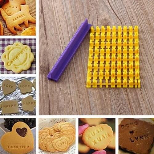 Alphabet Letter Number Cookie Press Stamp Embosser Cutter Fondant Mould Cake Baking Molds Tools Round Cutter Stencil Cookies