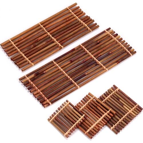 Bamboo Coasters pot pad tea pallet cup mat fruit plate posavasos kung fu tea Small raft tea decoration Insulation pads natural