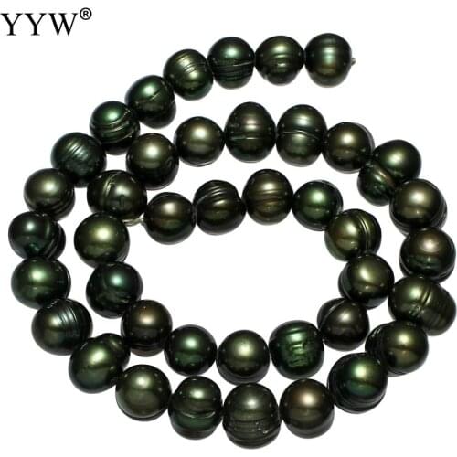 Natural Dark Green 10-11mm Loose Beads 15 Inch Potato Freshwater Pearl Beads For Make Jewelry Diy Bracelet Necklace Accessories
