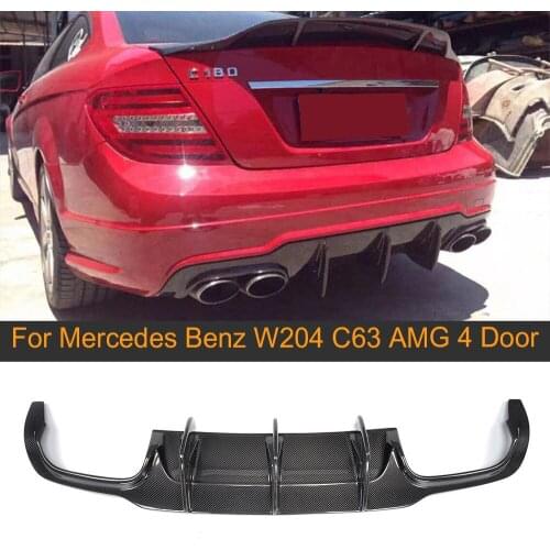 For C Class Carbon Fiber Car Rear Bumper Lip Spoiler Diffuser for Mercedes Benz W204 C63 AMG 4 Door Only 09-14 Two Style