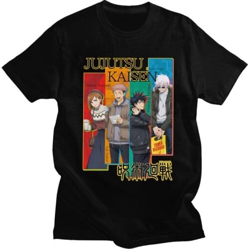 Mens Anime Manga Jujutsu Kaisen T Shirts Short Sleeve Cotton Tshirt Trendy T-shirt Satoru Gojo Yuji Itadori Nobara Kugisaki Tee