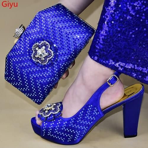 Doershow hotItalian Shoes and Bags To Match Shoes with Bag Set Decorated with Rhinestone Nigerian Women Wedding Shoes set!HTY1-1