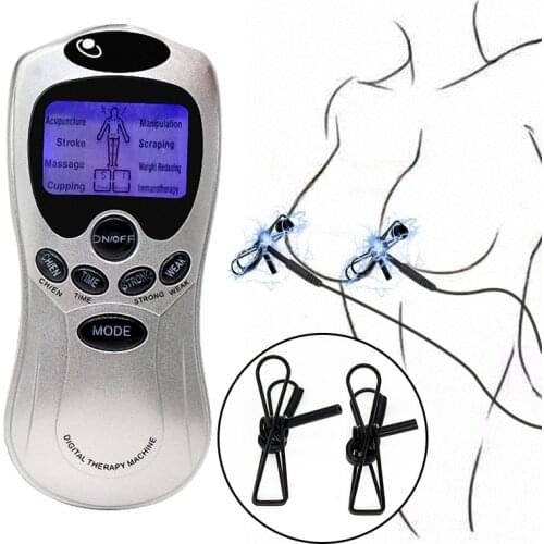 Electric Shock Nipple Clamps Breast Massager BDSM Bondage E-stim Clitoris Clips Electro Shock Nipple Labia Stimulation Sex Toys