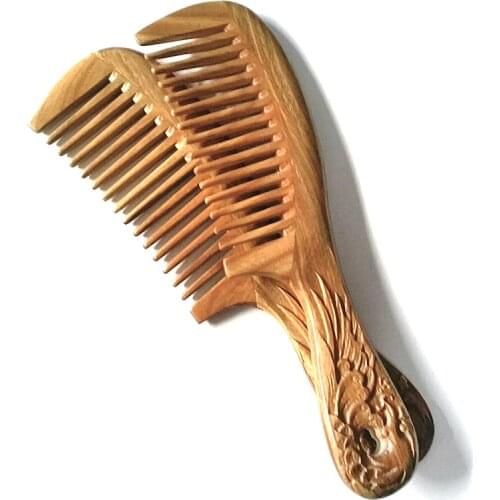 MC Carved Wooden Comb Sandalwood Nature Super Wood Combs No Static Beard Comb Beauty Health Hair Styling Tool Free Shipping