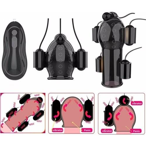 Sex Toys for Men Rechargeable Penis Massager with 5 Vibrators Male Masturbator Delay Lasting Glans Trainer Mens Glans Vibrator