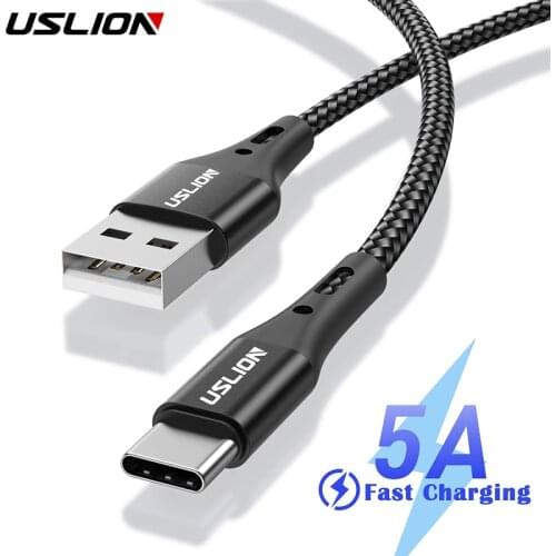 USLION 5A USB Type C Data Cable For Samsung S10 S9 Xiaomi Mi 11 Type C Cable USB C Charger Fast Charging Mobile Phone Chargers