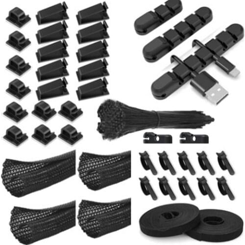 141Pcs/Set Cable Hub Data Cable Storage Cable Organizer Desktop Tidy Management Clip Mouse Charging Cable Headset Cable Clip