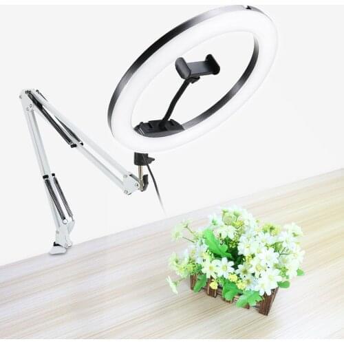 Selfie Ring Light Photography LED Rim Of Ring Lamp With Long Arm Tripod Phone Stand Ringlight For Live Video Streaming Makeup