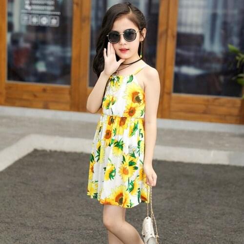 Summer Girls Dress Cotton Girls Sleeveless flower printing Baby Princess Dress vestidos clothing