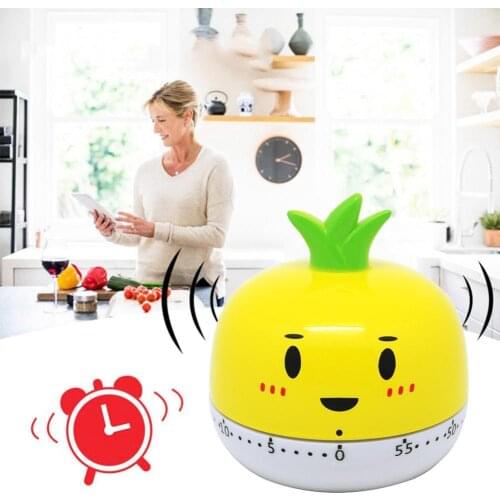 New Cute Cartoon Vegetable Shape 60 Minutes Mechanical Kitchen Timer Cooking Baking Timing Tool for Cooking Baking Sports Games