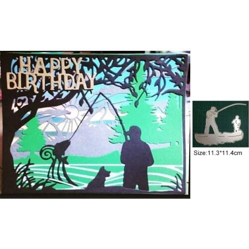 Go Fishing Metal Cutting Dies For DIY Scrapbooking Album Embossing Paper Cards Decorative Crafts