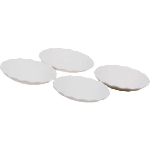 4 Pieces Miniature White Round Plates For 1:12 Dollhouse Decoration Very