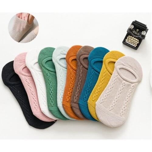Fashion Non-slip Invisible Socks Women Hollow No Show Silicon Socks Female Bamboo Fiber Low Sock Lot Ladies Slipper Socks Girls