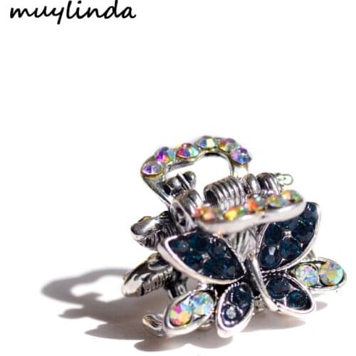 Muylinda Vintage Butterfly Small Hair Claw Rhinestone Mini Hair Clip Accessories For Women Metal Hair Jewelry Gift