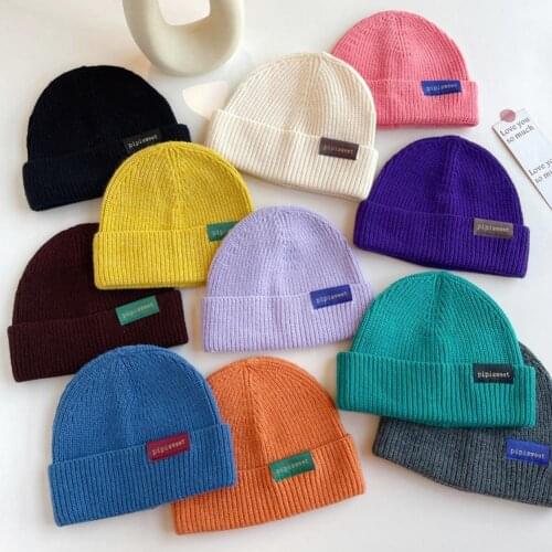 Soft Elastic Solid Color Knitted Beanies Hat Winter Warm Ski Bonnet Skullies Cap