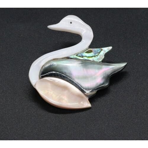 Natural Shell Pendant Exquisite Brooch Swan Animals Abalone Shell Pendant Charms for Making DIY Jewelry Necklace Gift 35x35mm