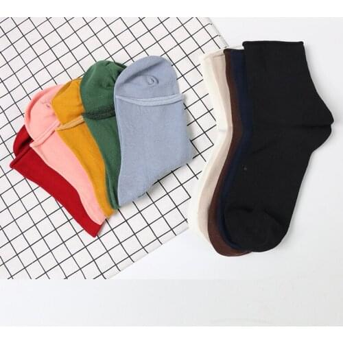 DONG AI 1 Pairs Color Harajuku Retro Korean Socks Women Lady Combed Cotton Loose Socks Kawaii Cute Happy Streetwear Woman Sock