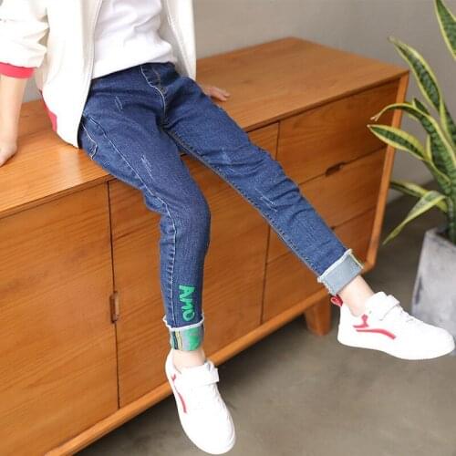 New arrival children boys spring denim pants 2019 Kids casual letters print pockets washed jeans Pants 4-10 years