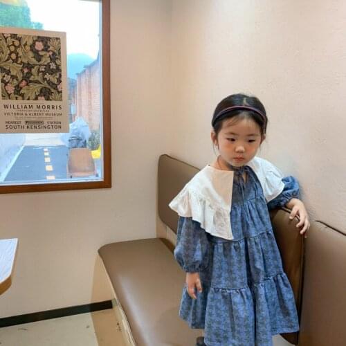 Autumn New Arrival korean style girls dress stars pattern long sleeve princess fashion dress for cute sweet baby girls