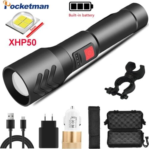 POCKETMAN 50000 lumens flashlight xhp50.2 most powerful flashlight 18650 usb torch xhp50 lantern 18650 hunting lamp hand light