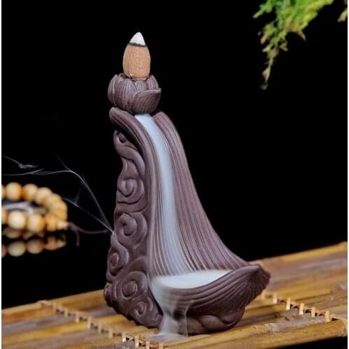 Handmade Ceramic Lotus Backflow Incense Burner Incense Stick Holder
