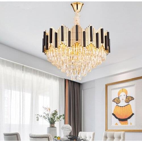 Luxury New Modern Chandelier Lighting For Living Room Round Dining Room Chain Crystal Chandeliers Gold Home Decoration Lights