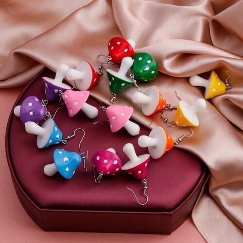 High Quality Fresh Mushroom Earrings for Women Handmade Harajuku Pendant Earring Cute Dangle Ear Hook Fine Jewelry Children Gift