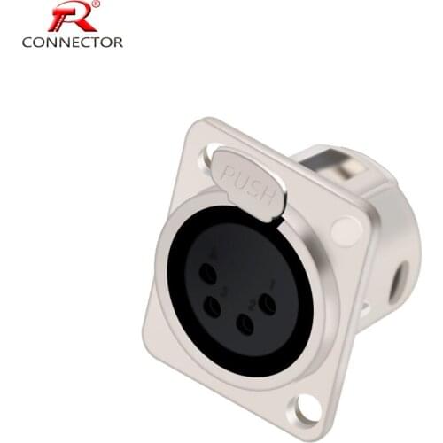 50PCS XLR Chassis Connector 4pins, Panel Mount XLR Female for Microphone/MIC/Audio/Video System,Zinc Alloy+Pure Copper Material