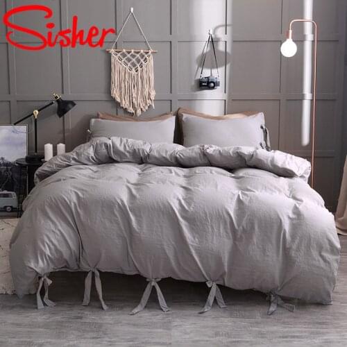Sisher Classic Solid Color Bedding Sets Bedroom Luxury Duvet Cover Set King Size For Adult Single Twin Queen Quilt No Bed Sheet