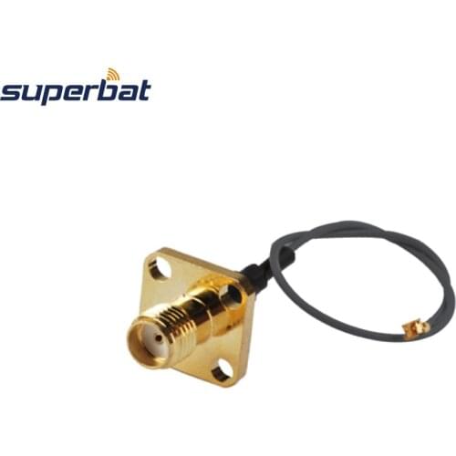 Superbat IPX/u.fl to SMA Female Jack Flange 4 hole Cable 1.13mm Pigtail 6" for PCI Card RF Coaxial Cable