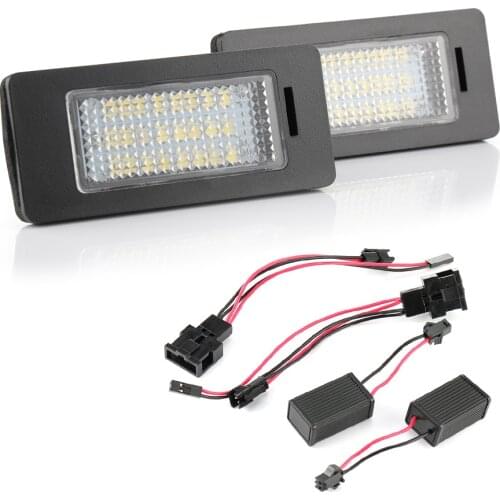 2Pcs LED License Plate Lights For Volkswagen Audi A1/A4/A6/Q5 /RS5/PASSAT Auto Tail Lamp 12V White License Number Plate Light