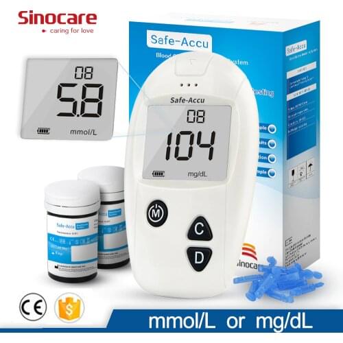 SANNUO Sinocare Safe Accu Blood Glucose Monitor Glucometer Diabetes Codefree Test Strips 50/100 pcs for Safe-Accu Monitor