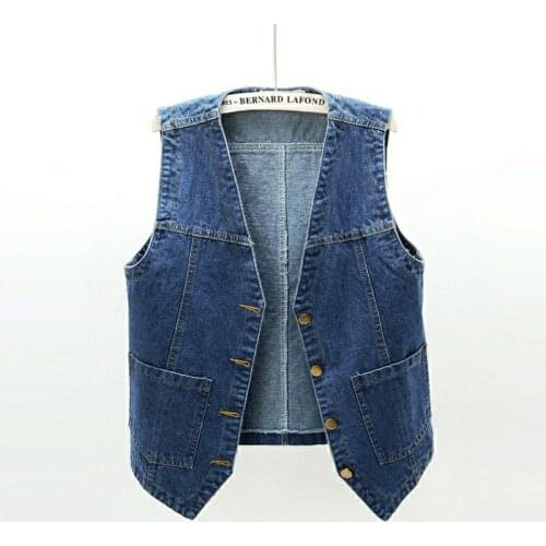 Korean Wild Denim Sleeveless Vest Waistcoat Spring Autumn Plus Size Womens Vest Short Denim Jeans Coats Female Casual Loose Tops