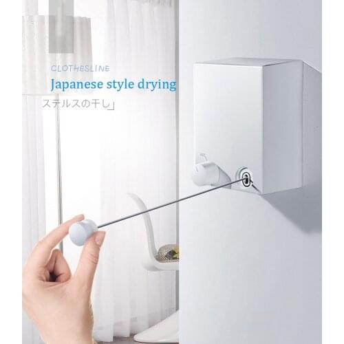 Indoor Outdoor Retractable Laundry Clothesline Wall Hanging Stretch Washing Clothes Line New Shrinking Balcony Invisible Line
