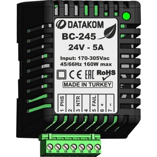 DATAKOM BC-245 HI-EFFICIENCY BATTERY CHARGER FOR GENERATORS 24 VOLT / 5 AMPER