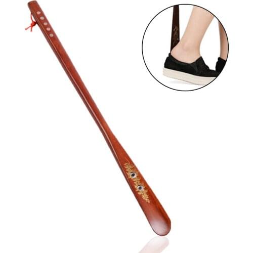 1pcs Extended Long Handle Shoe Horns Chinese Wooden Shoe Horn Shoe Lifter Tool Shoehorn Aid Stick Household Tool 21.5''/55cm