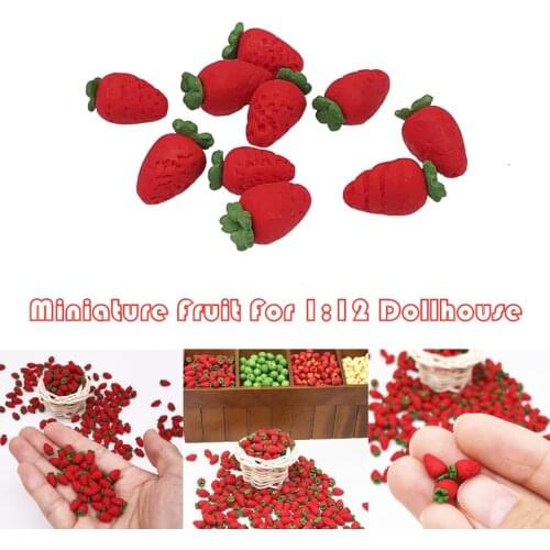 10pcs 1:12 Dollhouse Miniature Fruit Strawberry Kitchen Dining Model Play Toy Fruits Vegetables Educational Classic Toy For Kid