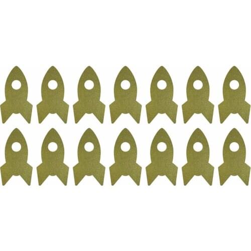 2.1x3.8cm Rocket filled space ship gold glitter sticker label